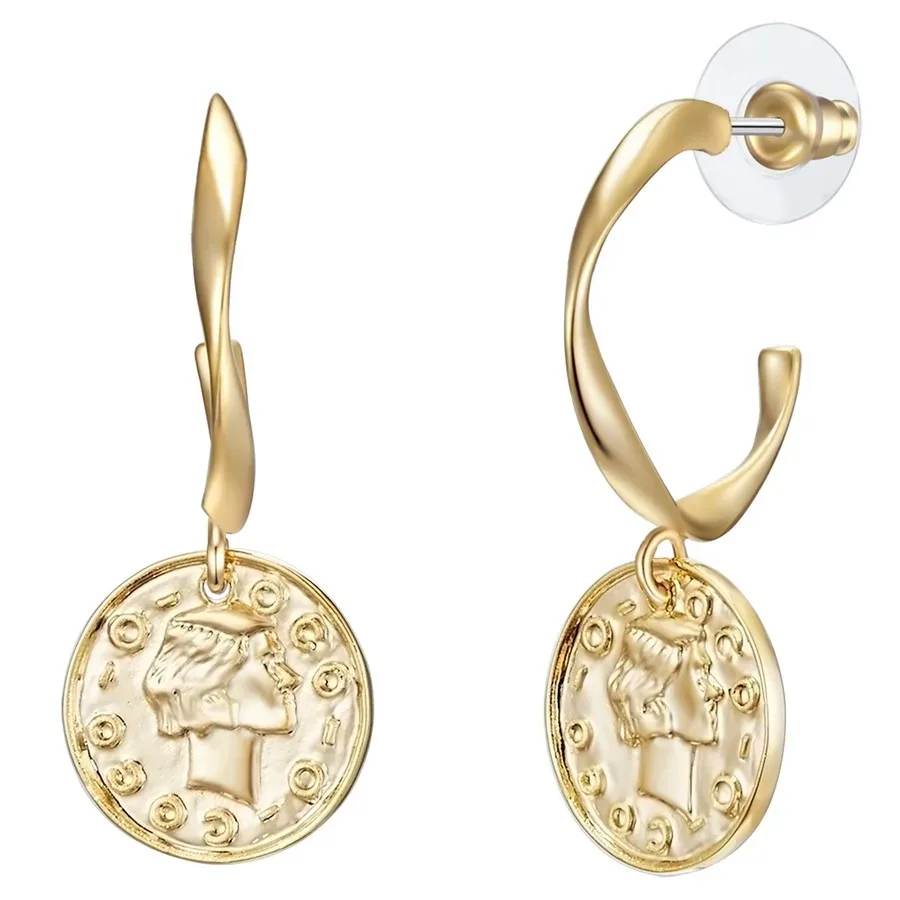 Lulu & Jane Ohrhänger Münze Metall-Legierung in Gelbgold Ohrringe 1 ct Damen