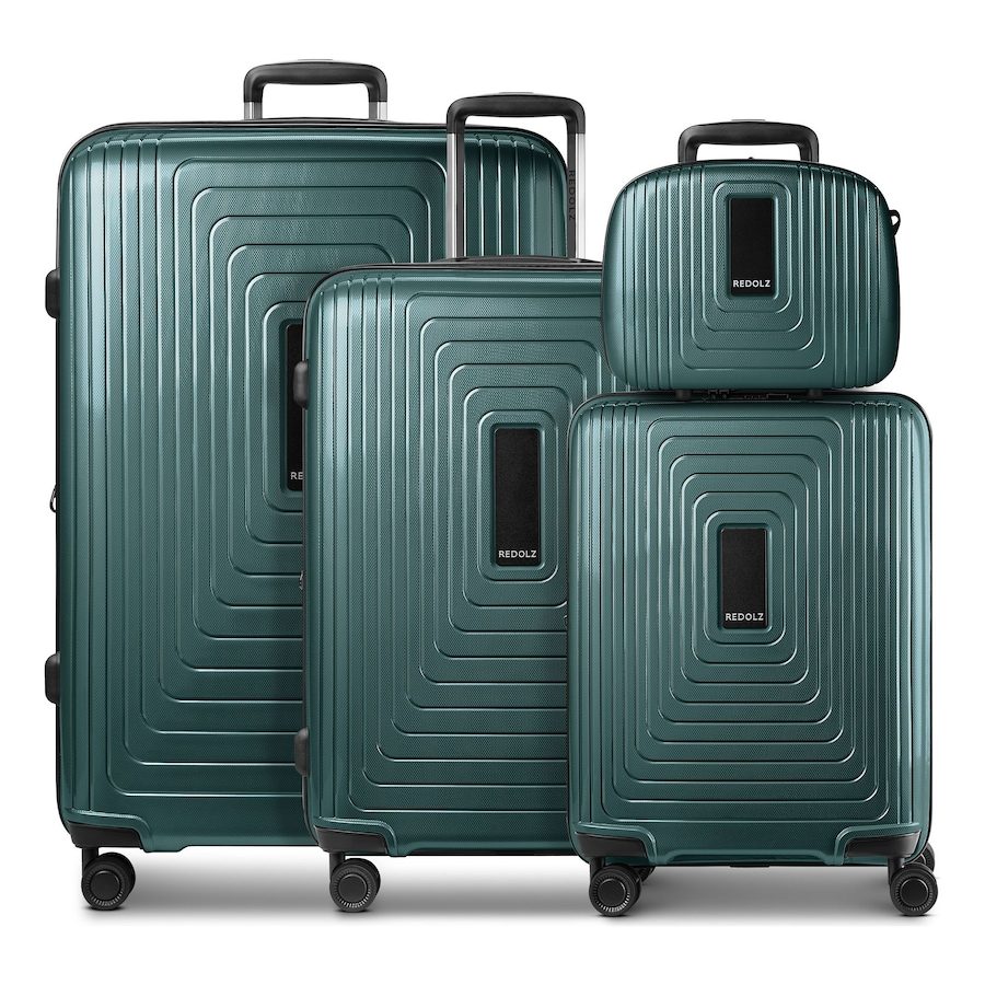 Redolz Essentials 14 4-Rollen Kofferset + Beautycase 4 tlg. mit Dehnfalte Reisetaschen 1 ct Petrol Herren