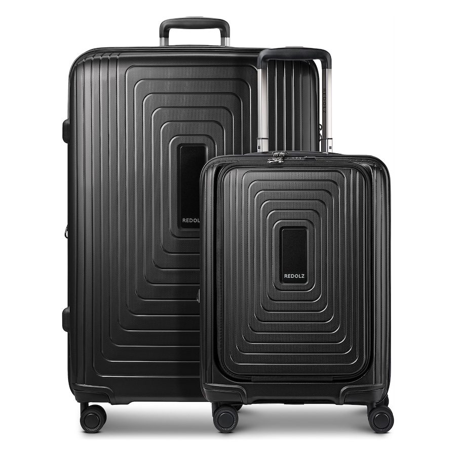 Redolz Essentials 14 4-Rollen Kofferset 2 tlg. Laptopfach mit Dehnfalte Reisetaschen 1 ct Schwarz Herren