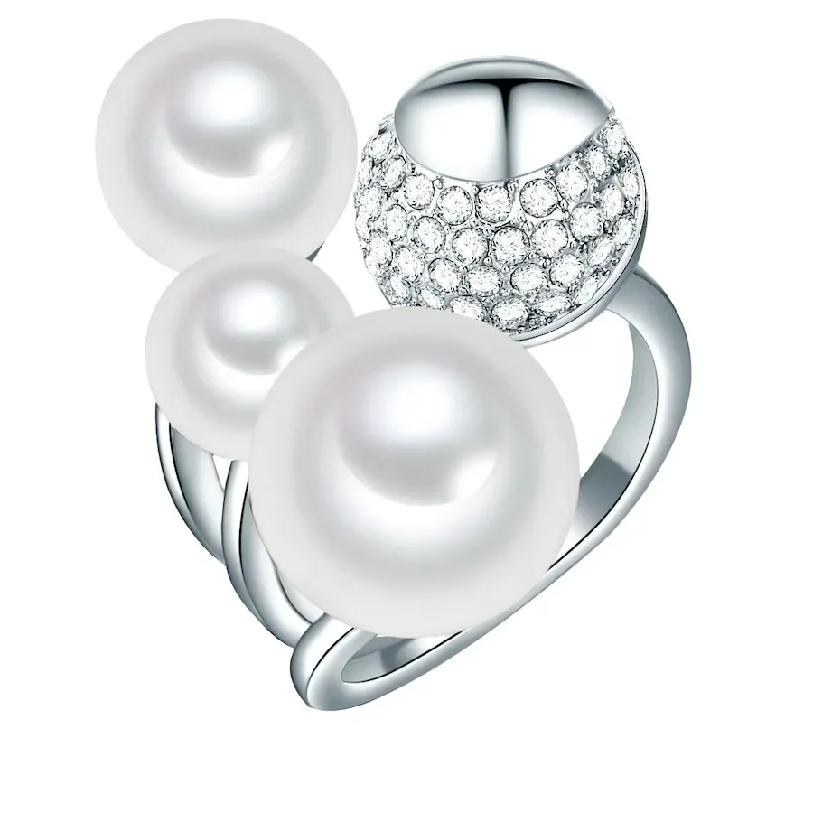Lulu & Jane - Perlen-Ring, 56, Silber
