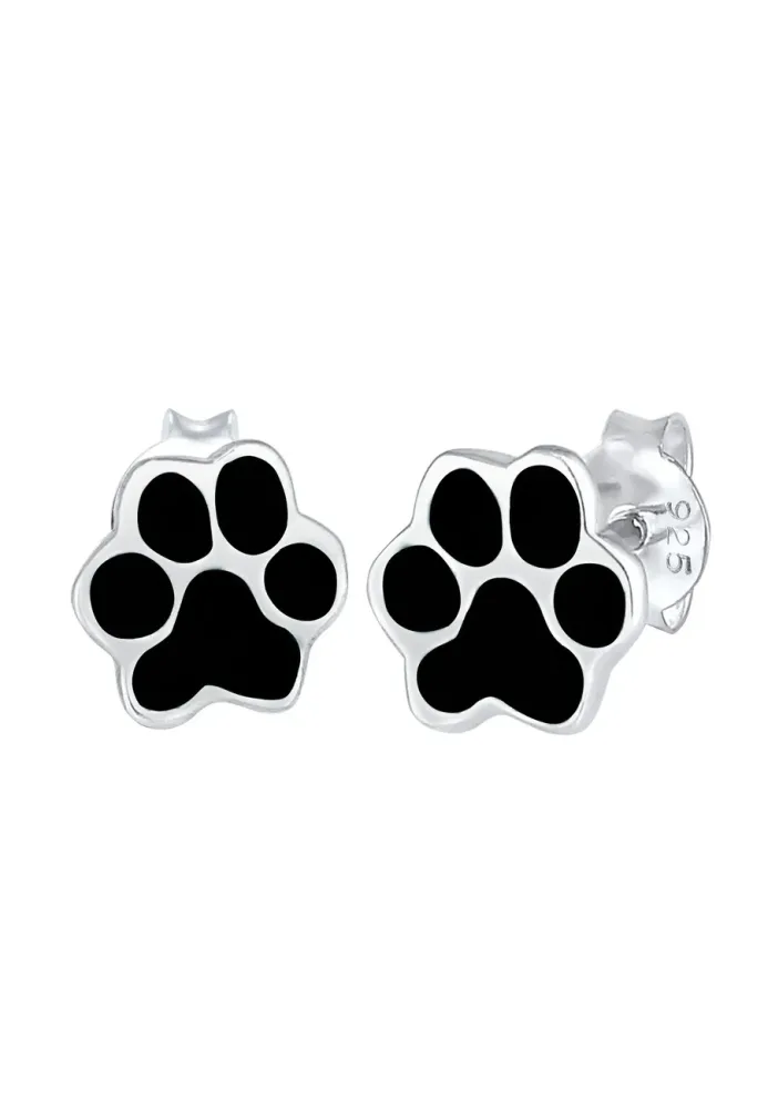 Elli Pfoten Tier Emaille Hund Katze Filigran 925 Silber Ohrringe 1 ct Damen