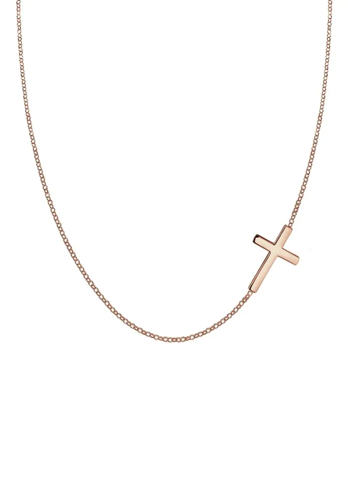 Elli - Halskette Kreuz Symbol, 45cm, Goldrosa