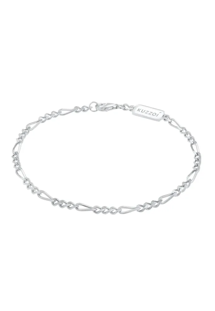 Kuzzoi - Armband Figarokette Massiv Basic Must-Have Cool 925 Silber, 21cm