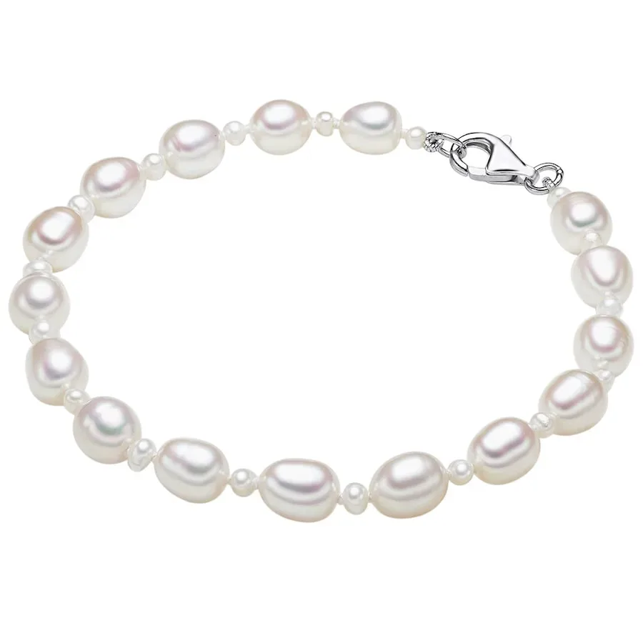 Valero Pearls Perlen-Armband Sterling Silber Süßwasser-Zuchtperle in Silber Armbänder & Armreife 1 ct Damen
