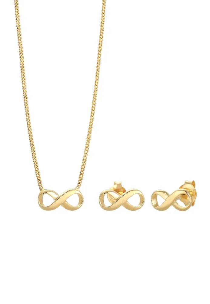 Elli - Schmuckset Kette Stecker Infinity Symbol Endlos 925 Silber, Gold