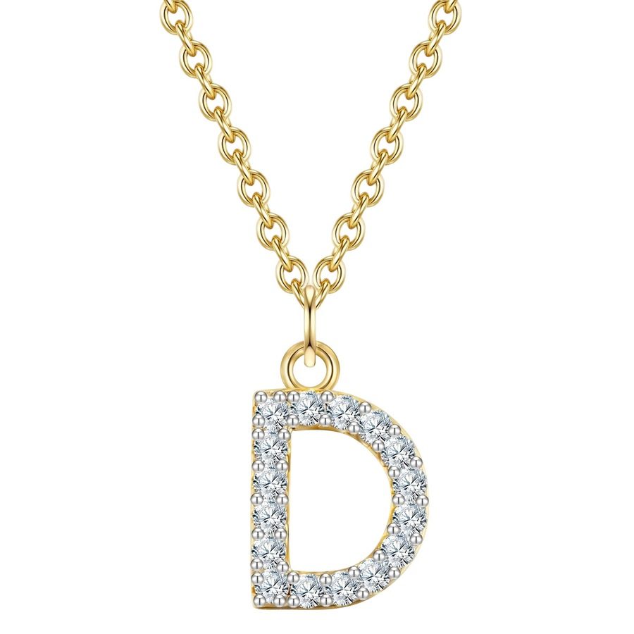 Glanzstücke München Halskette Buchstabe M aus Sterling Silber in gelbgold mit Zirkonia Ketten 1 ct Damen