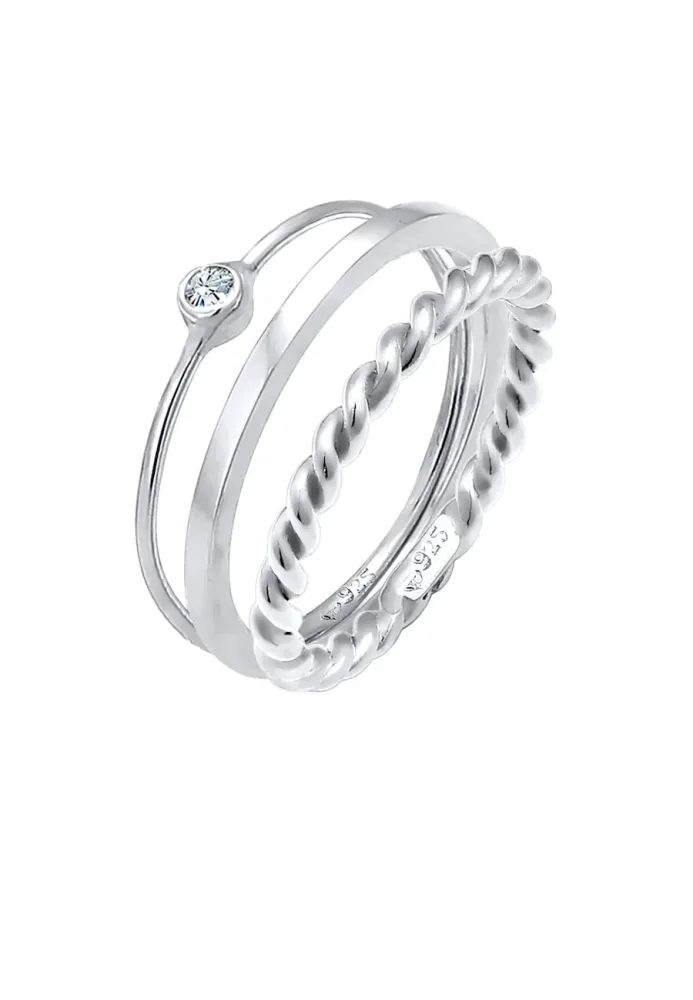 Elli Ringset Solitär 925 Silber, mit Kristallen von Swarovski® Ringe 1 ct Damen