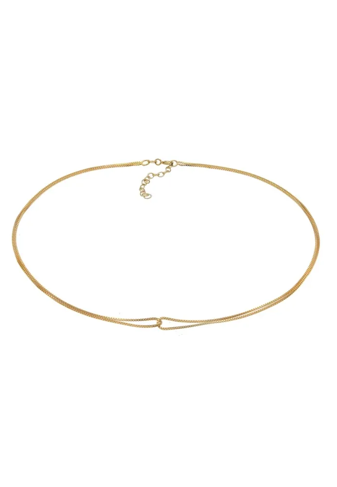 Elli - Halskette Choker Infinity Verschlungen Venezianer, 36cm, Gold