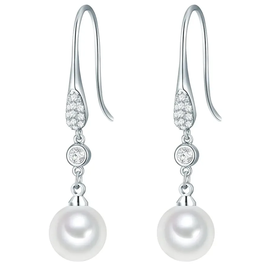 Lulu & Jane - Perlen-Ohrhänger, 43mm, Silber