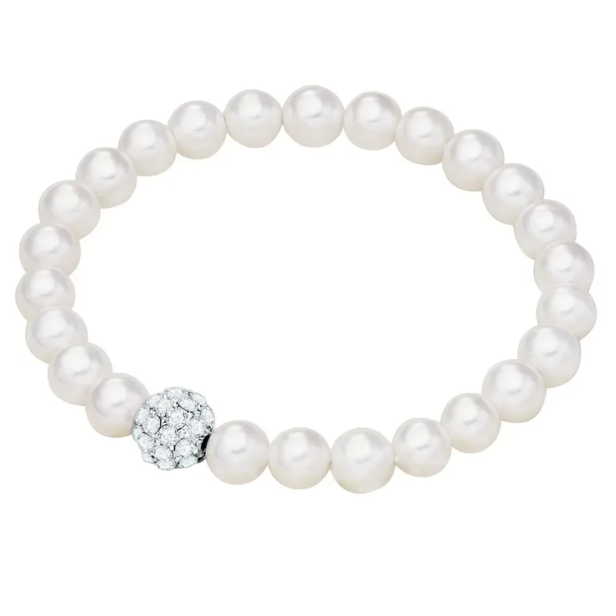 Lulu & Jane Perlen-Armband Metall-Legierung Crystal Muschelkernperle in Silber Armbänder & Armreife 1 ct Damen