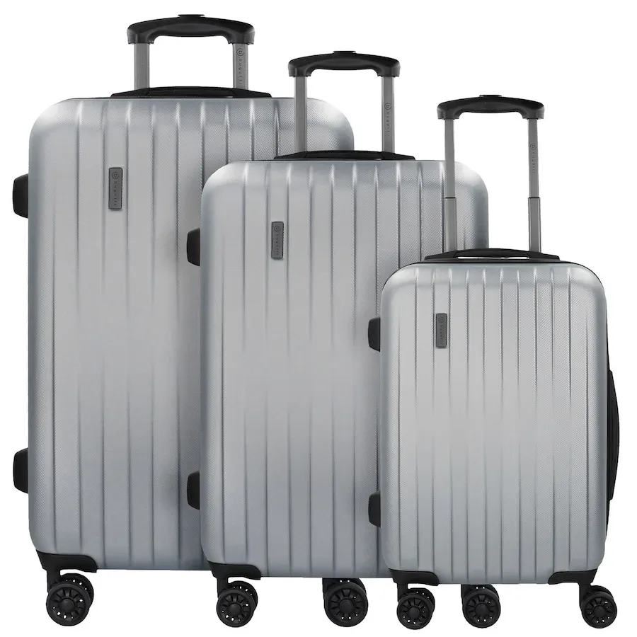 Bugatti Lima 2.0 FL 4-Rollen Kofferset 3tlg mit Doppelrollen Reisetaschen 1 ct Silber Herren