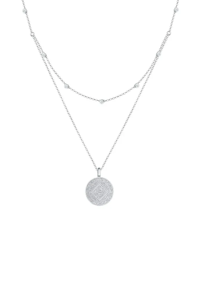 Elli Münze Plättchen 925 Silber, mit Kristallen von Swarovski® Ketten 1 ct Damen
