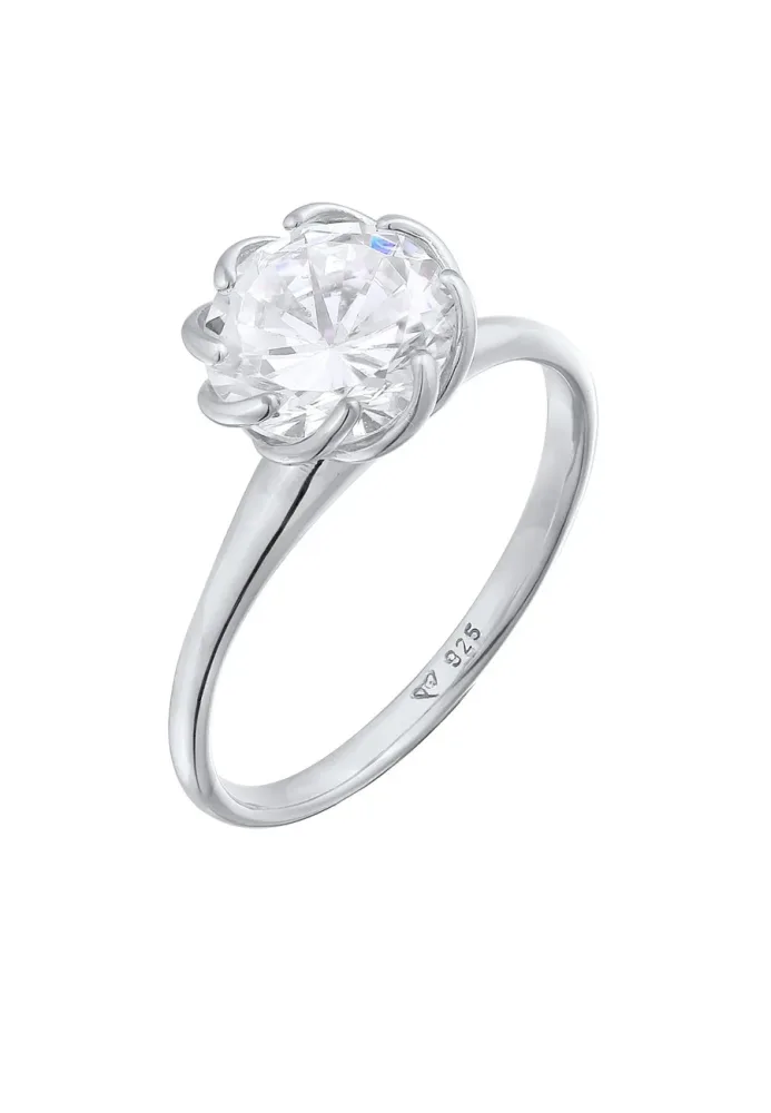 Elli Zirkonia Verlobung Solitär Blüte 925 Silber Ringe 1 ct Damen