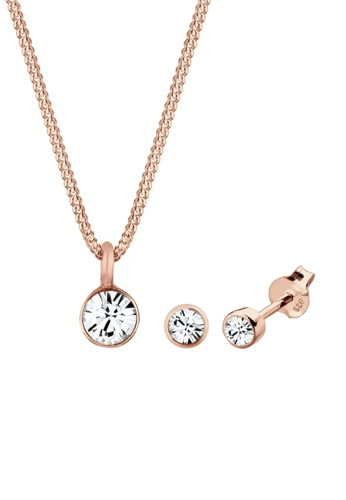Elli Kette Stecker 925er Silber, mit Kristallen von Swarovski® Schmuck-Set 1 ct Damen