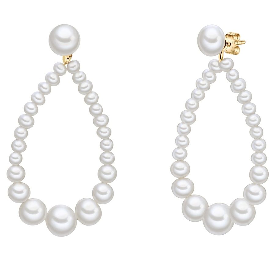 Valero Pearls Perlen-Ohrhänger Sterling Silber Süßwasser-Zuchtperle in gelbgold Ohrringe 1 ct Damen