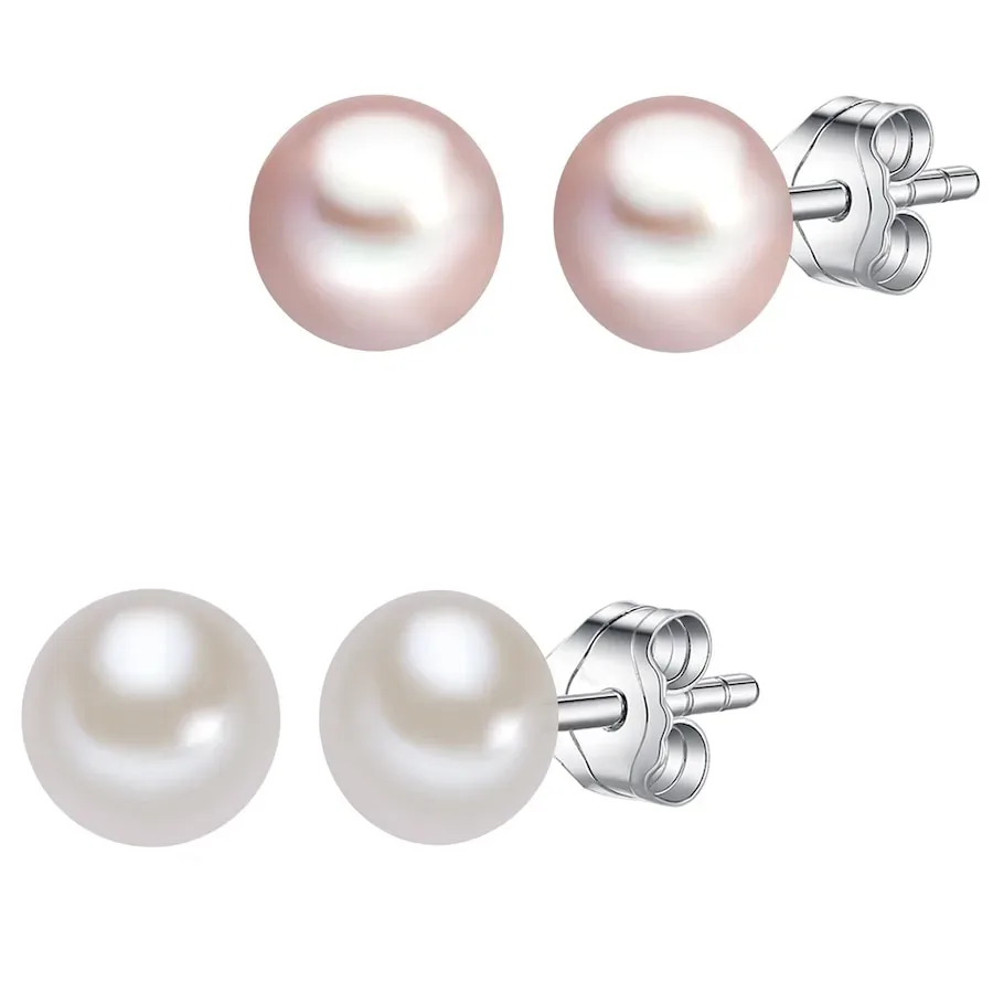 Lulu & Jane Perlen-Ohrstecker Sterling Silber Süßwasser-Zuchtperle in Silber Ohrringe 1 ct Damen