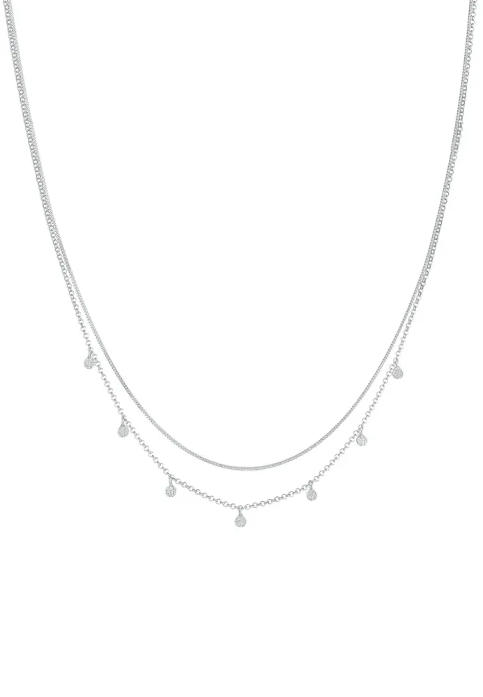 Elli Layer Mini Disc Plättchen Gehämmert 925 Silber Ketten 1 ct Damen