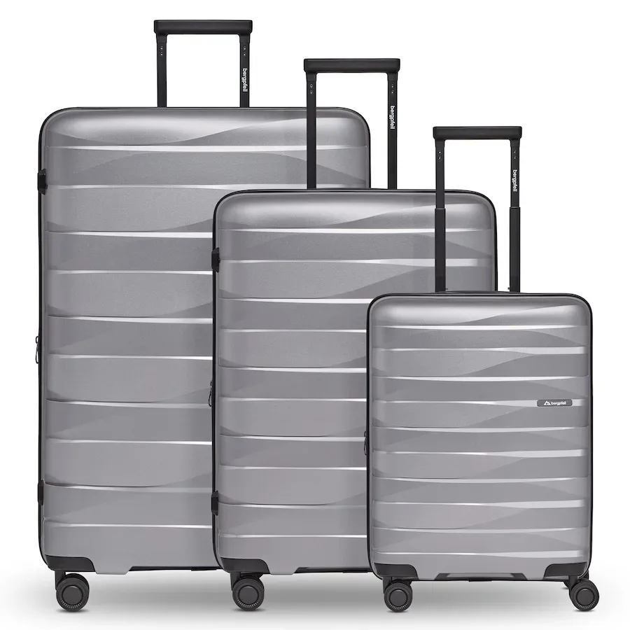 bergpfeil Travel 4-Rollen Kofferset 3-tlg. mit Dehnfalte Reisetaschen 1 ct Silber Herren