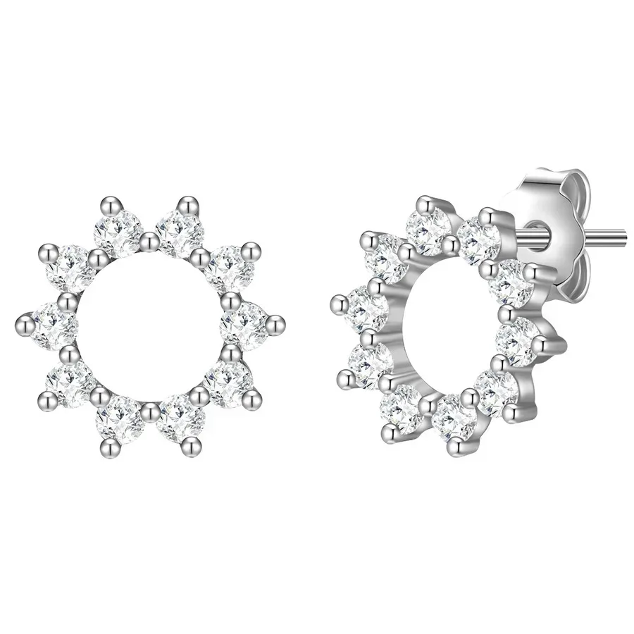Glanzstücke München Ohrstecker Blume/Kreis Sterling Silber Zirkonia in Silber Ohrringe 1 ct Damen