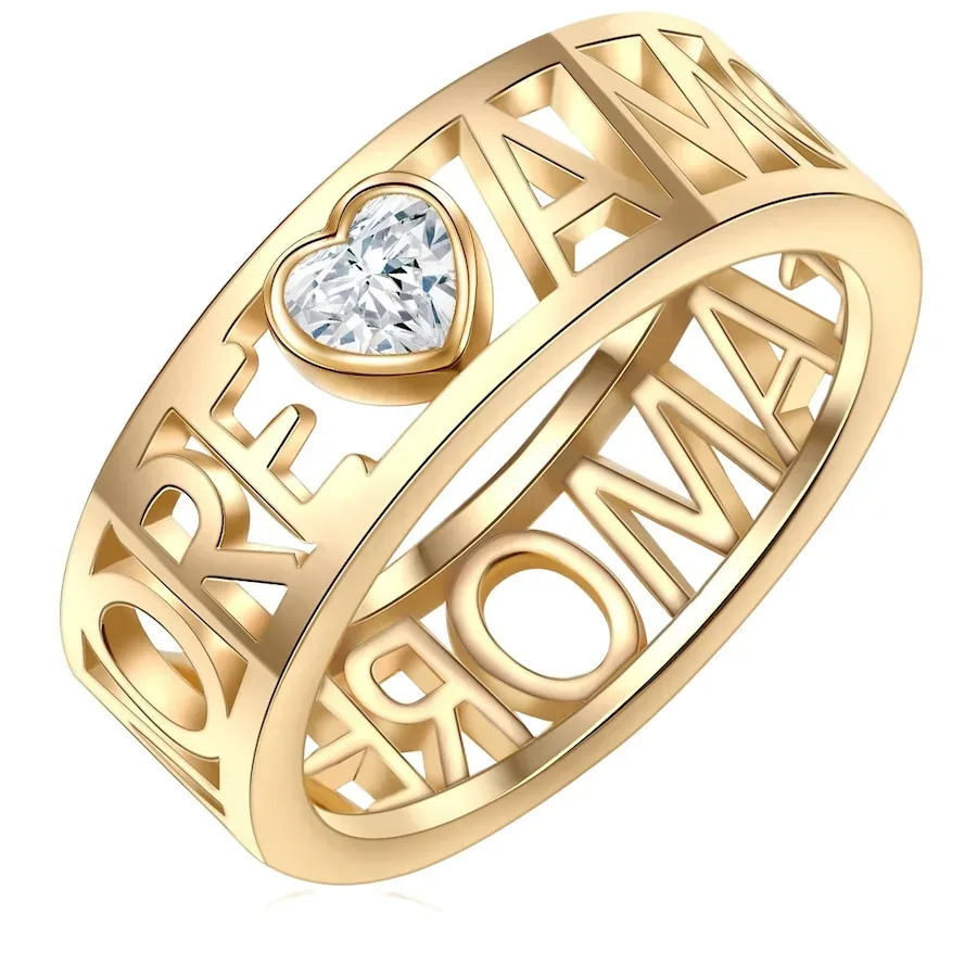 Lulu & Jane Ring Metall-Legierung verziert mit Kristallen von Swarovski® in Gelbgold Ringe 1 ct Damen