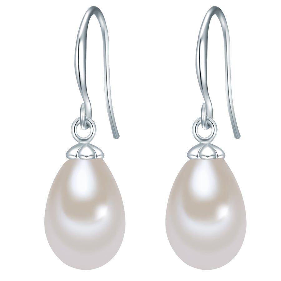Lulu & Jane Perlen-Ohrhänger Metall-Legierung Muschelkernperle in Silber Ohrringe 1 ct Damen