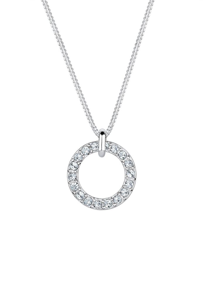 Elli Halskette Karma Kreis 925 Silber, mit Kristallen von Swarovski® Ketten 1 ct Damen