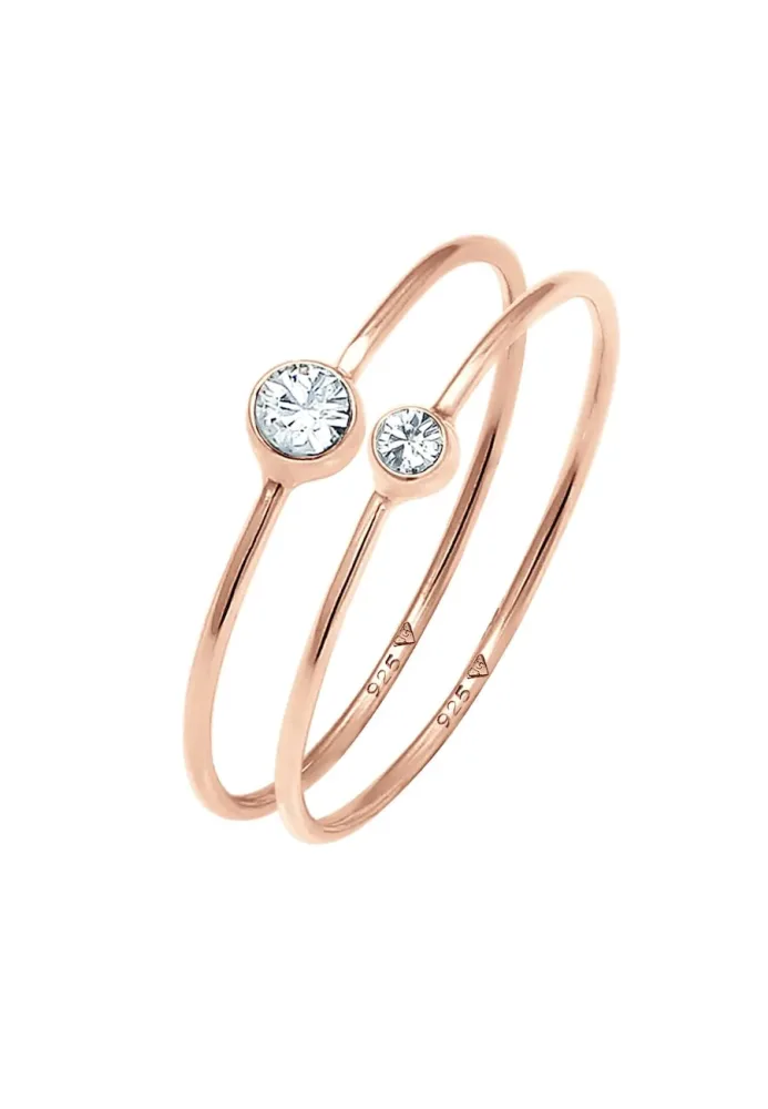 Elli Set 925 Silber, mit Kristallen von Swarovski® Ringe 1 ct Damen