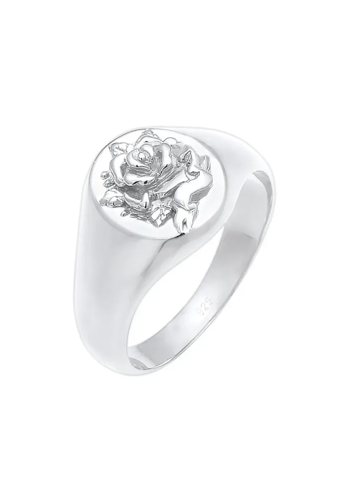 Elli Siegelring Cool Rose 80s Look 925 Sterling Silber Ringe 1 ct Damen