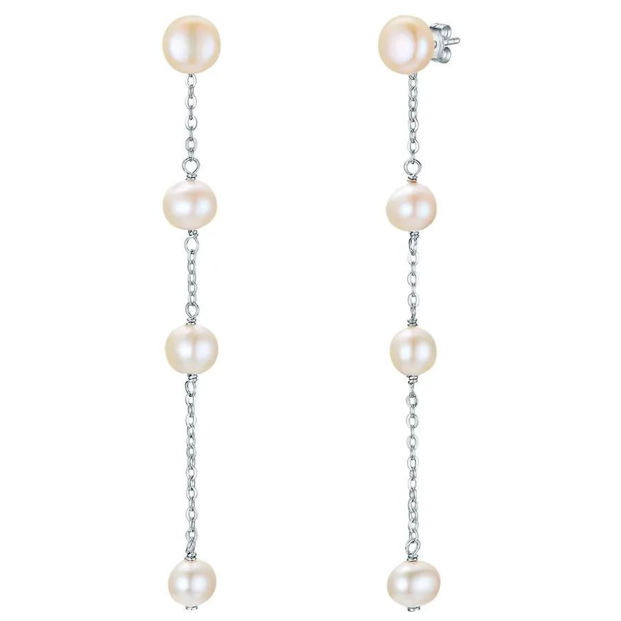Valero Pearls Perlen-Ohrhänger Sterling Silber Süßwasser-Zuchtperle in Silber Ohrringe 1 ct Damen