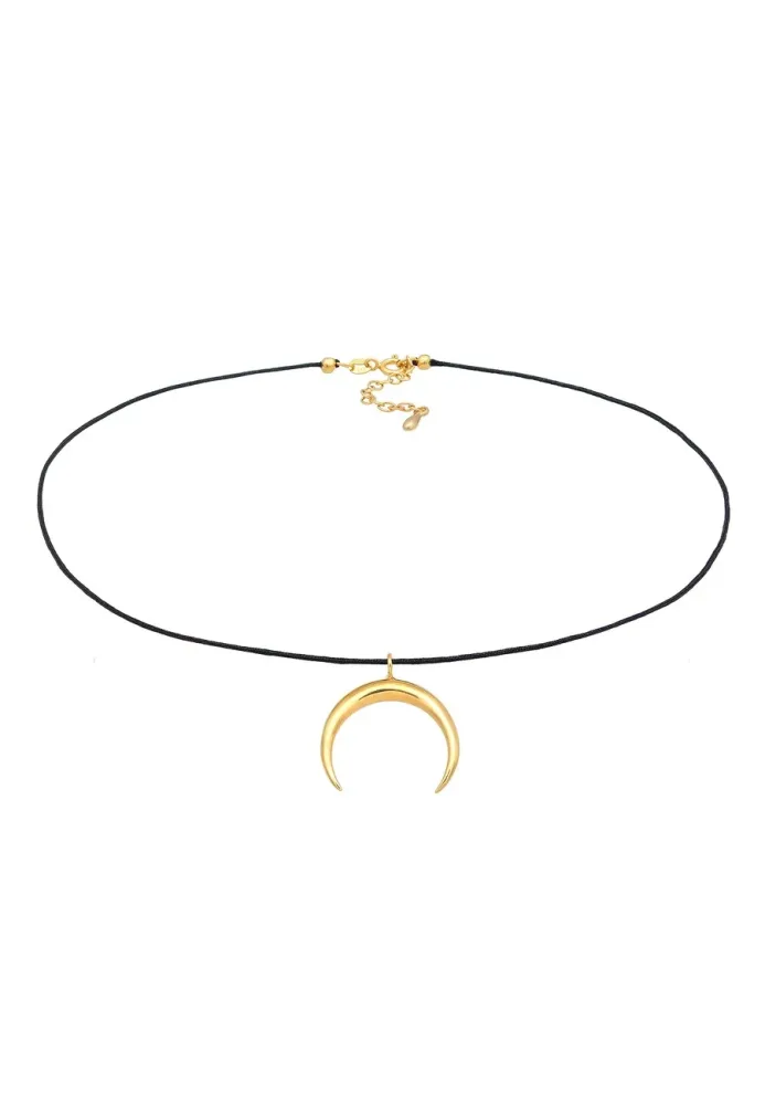 Elli Choker Nylon Halbmond Sichel 925 Silber Ketten 1 ct Damen