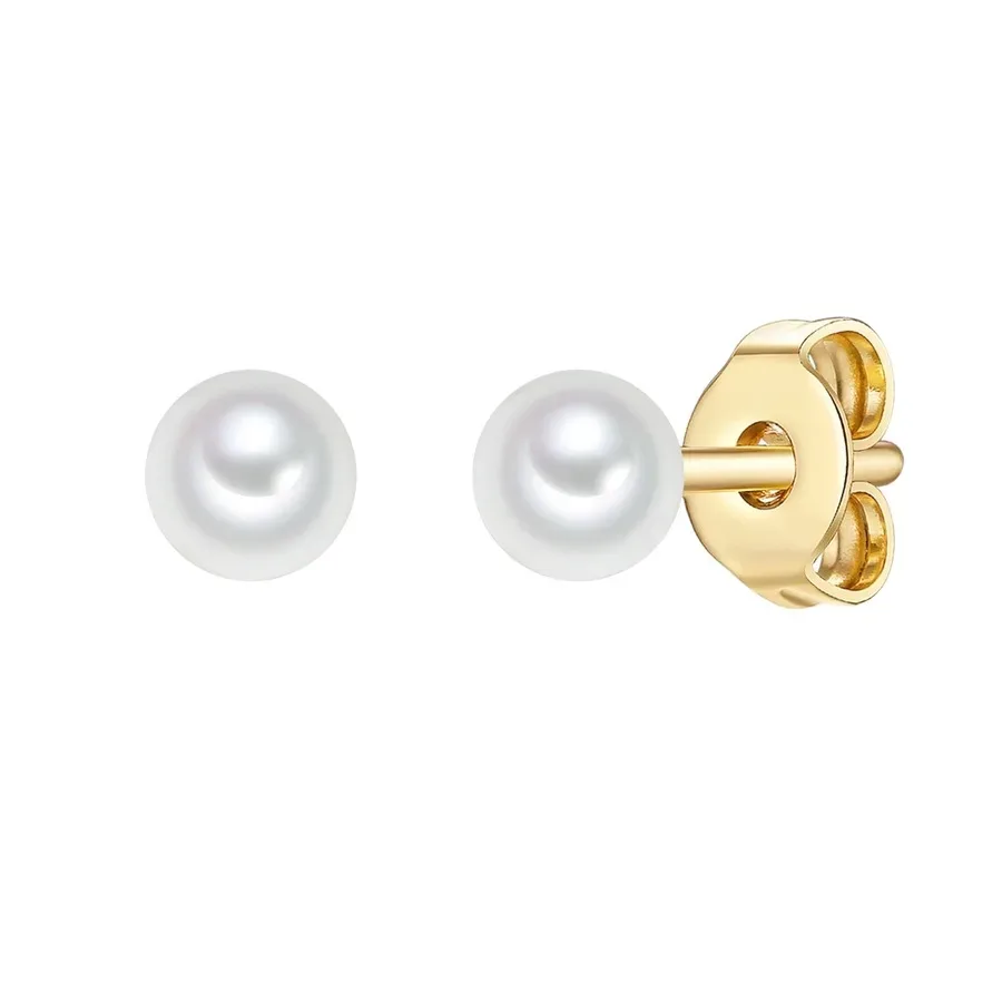 Trilani Ohrstecker Sterling Silber Muschelkernperle in Gelbgold Ohrringe 1 ct Damen