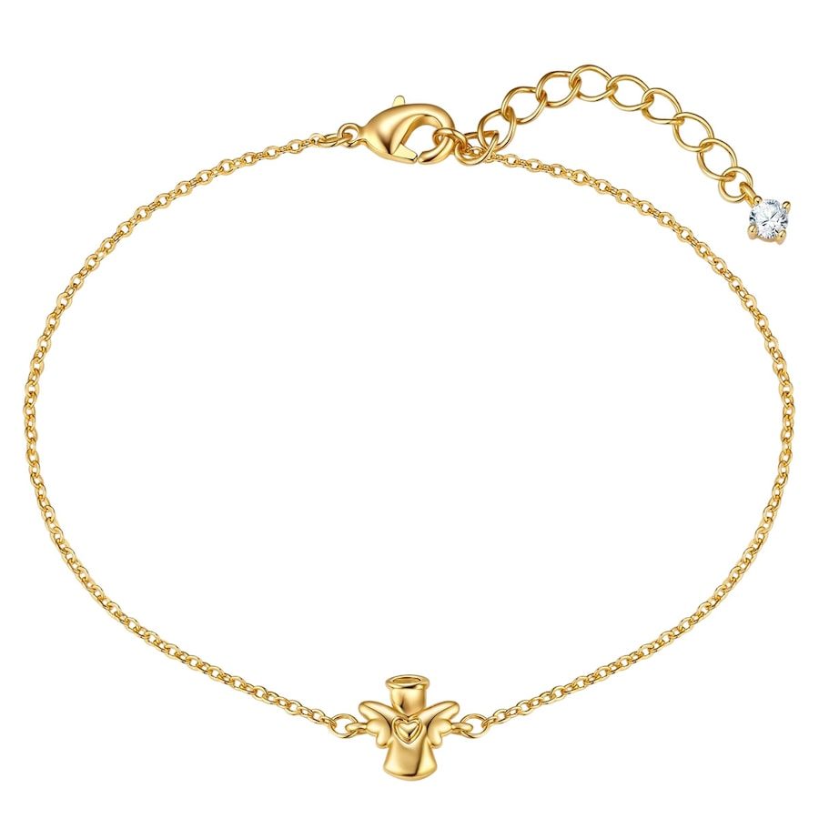 Lulu & Jane Armband Engel aus Messing in gelbgold mit Zirkonia Armbänder & Armreife 1 ct Damen