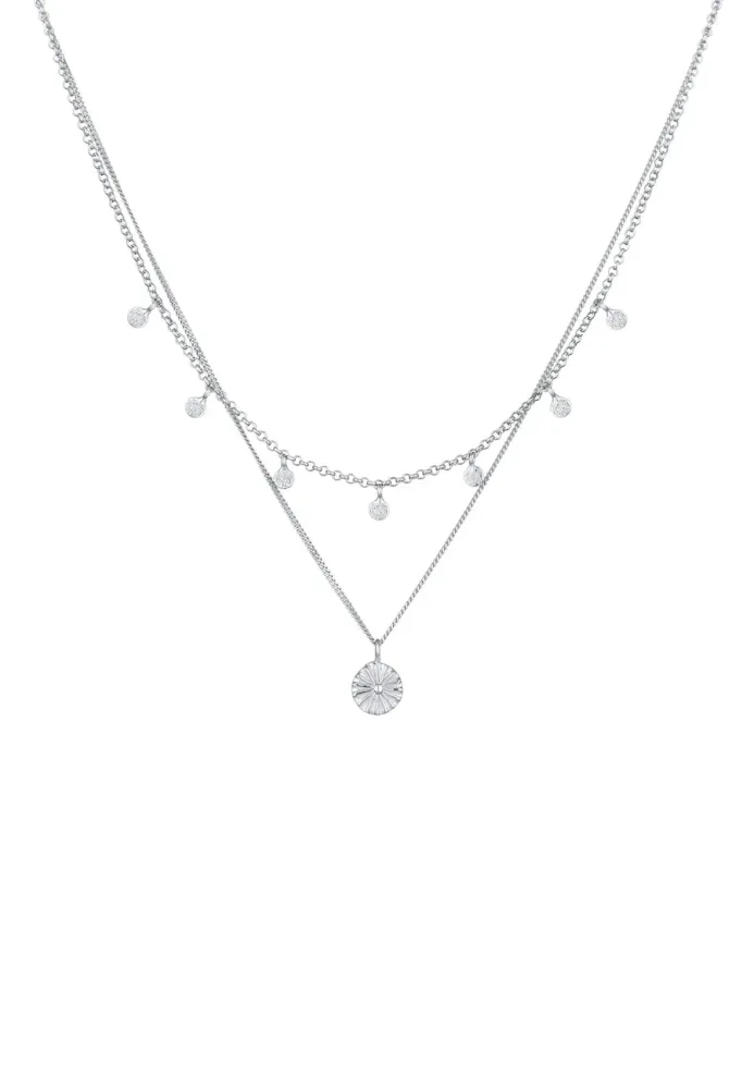 Elli Layer Plättchen Disc Sonne 925 Silber Ketten 1 ct Damen