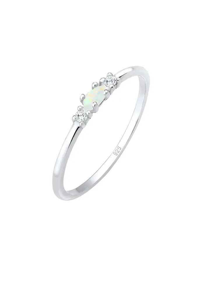 Elli Vintage Zirkonia Marquise Opal 925 Sterling Silber vergoldet Ringe 1 ct Damen