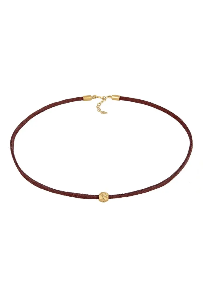 Elli Choker Velour Leder Bead Trend 925 Silber Ketten 1 ct Damen