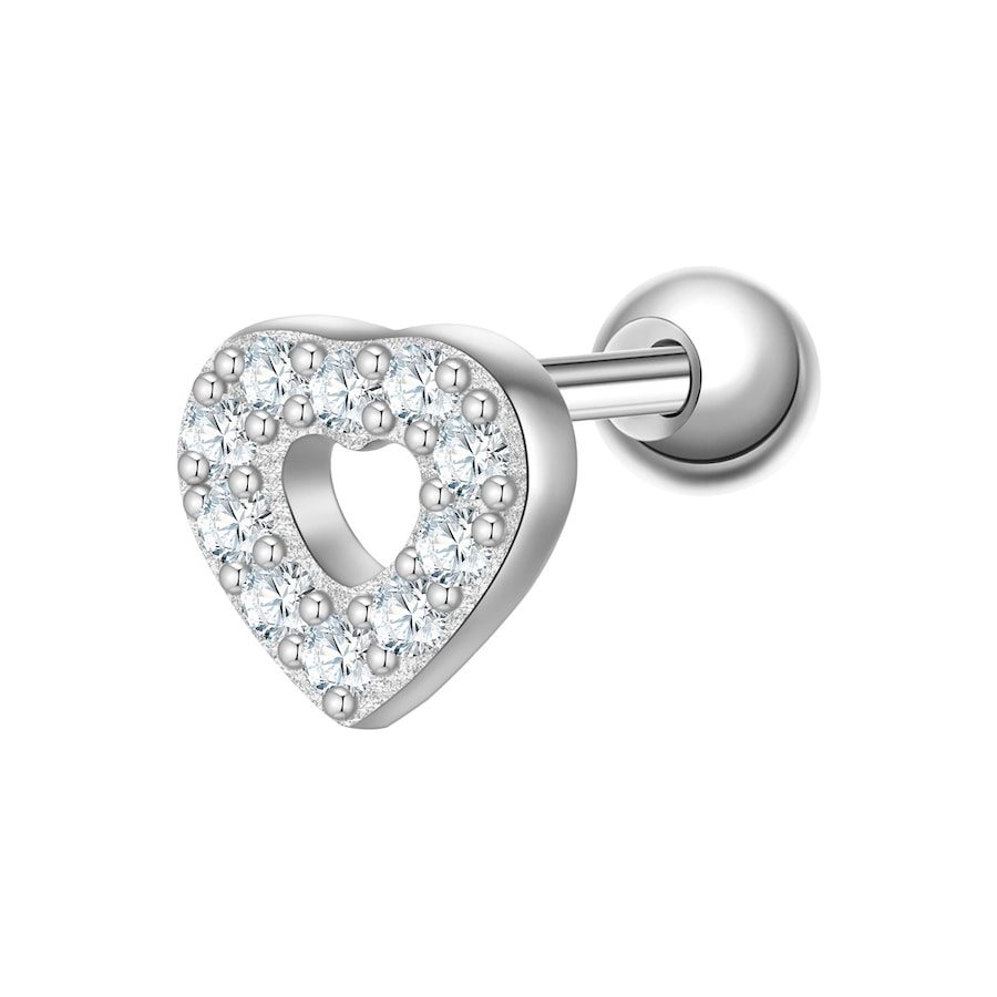 Glanzstücke München Ohrstecker Herz aus Sterling Silber in Silber mit Zirkonia Ohrringe 1 ct Damen