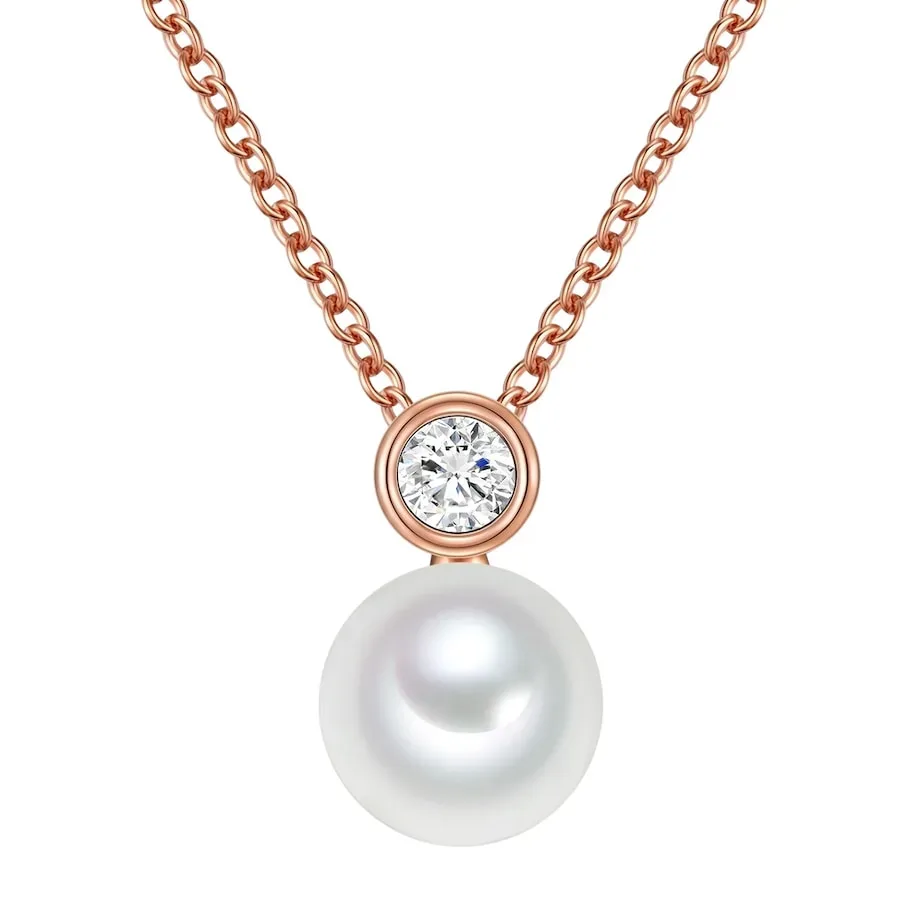 Valero Pearls Halskette aus Sterling Silber in silber mit Zirkonia Süßwasser-Zuchtperle Ketten 1 ct Damen