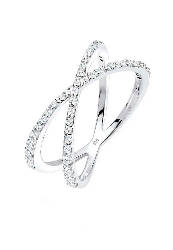 Elli Kreuz Symbol Zirkonia 925 Sterling Silber Ringe 1 ct Damen