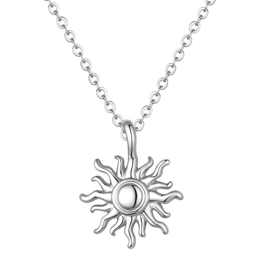 Lulu & Jane Halskette Sonne aus Messing in silber mit Zirkonia Ketten 1 ct Damen