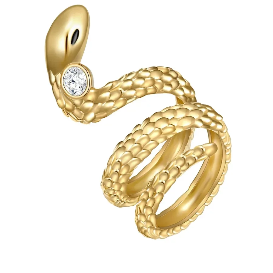 Lulu & Jane Ring Schlange Metall-Legierung verziert mit Kristallen von Swarovski® in Gelbgold Ringe 1 ct Damen