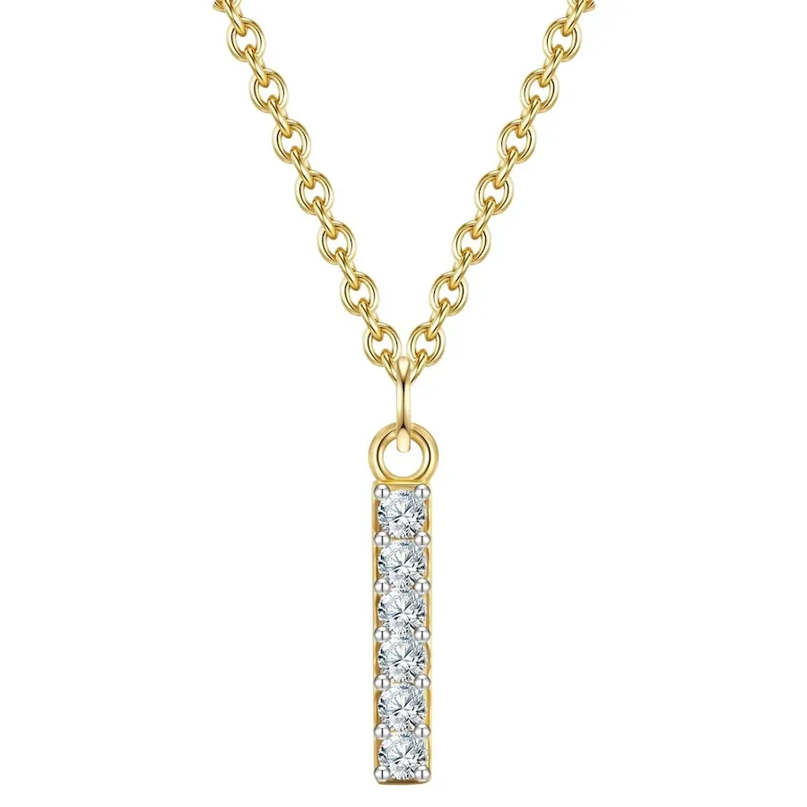 Glanzstücke München Halskette Buchstabe M aus Sterling Silber in gelbgold mit Zirkonia Ketten 1 ct Damen