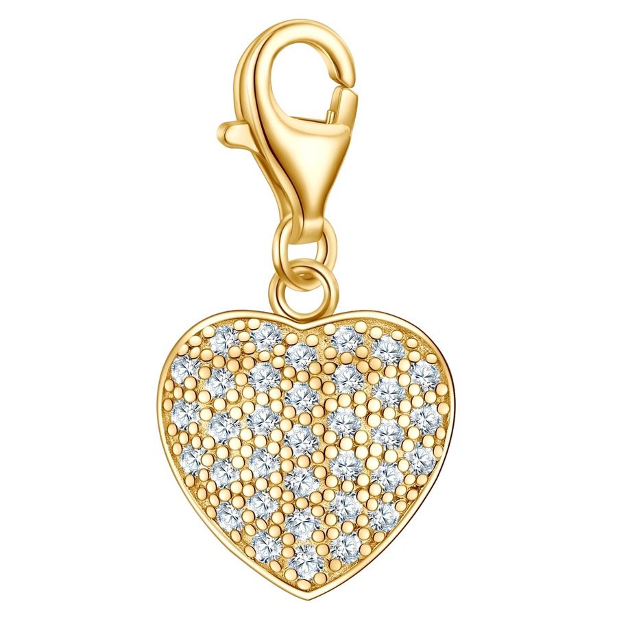 Rafaela Donata Charm Herz aus Sterling Silber in Gelbgold mit Zirkonia Ketten 1 ct Damen