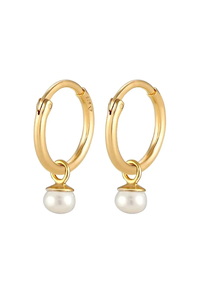 Elli PREMIUM Elli PREMIUM Ohrringe Modische Creolen Süßwasserzuchtperle 925 Silber 1 ct Damen