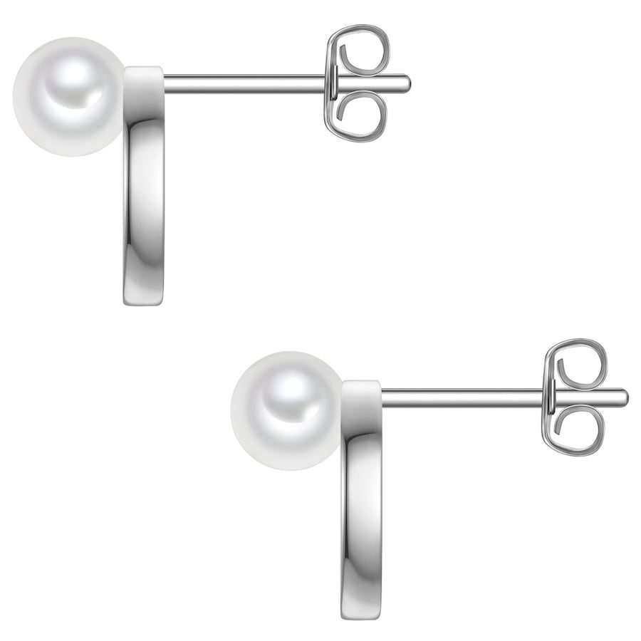Rafaela Donata Ohrstecker aus Sterling Silber in silber mit Zirkonia Muschelkernperle Ohrringe 1 ct Damen