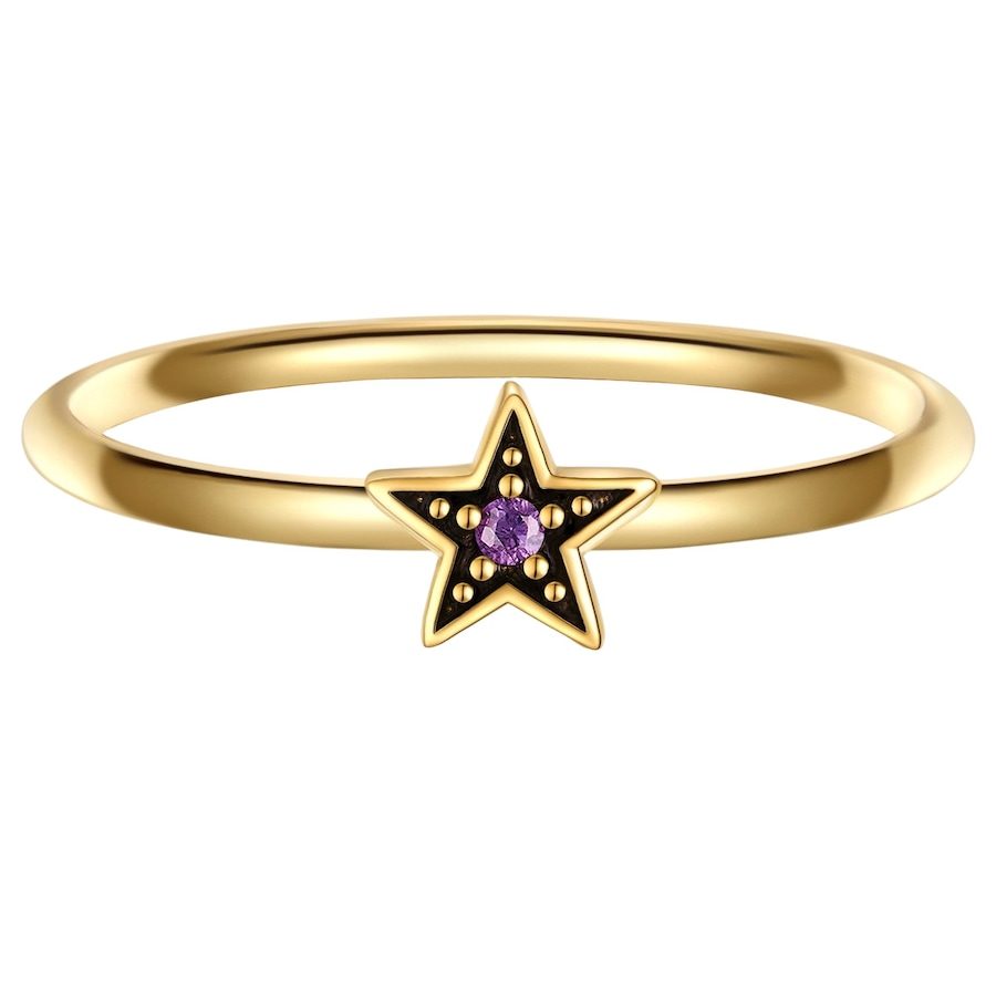 Glanzstücke München Ring Stern aus Sterling Silber in Gelbgold mit Zirkonia Ringe 1 ct Damen