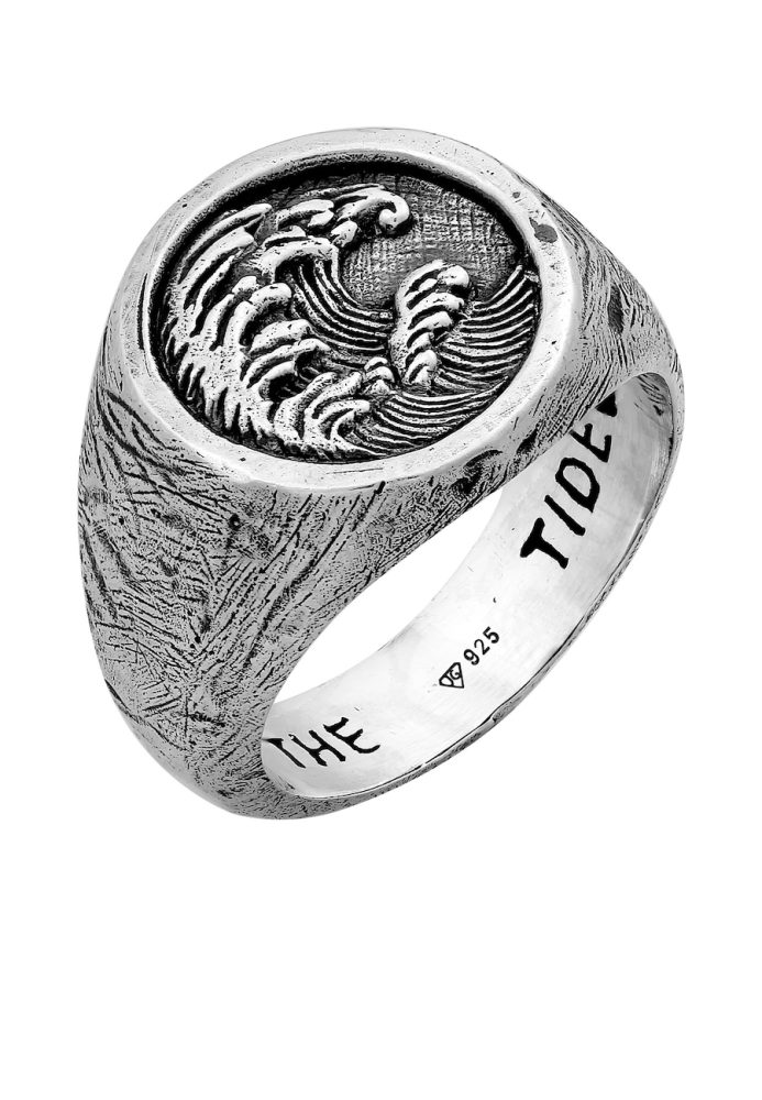Haze & Glory Siegelring Tide Wellen Motiv 925 Silber Ringe 1 ct Herren