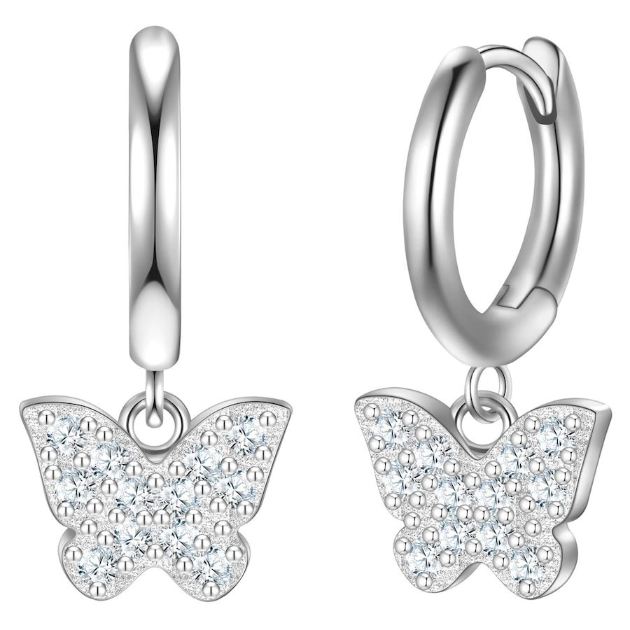 Glanzstücke München Creolen Schmetterling aus Sterling Silber in silber mit Zirkonia Ohrringe 1 ct Damen