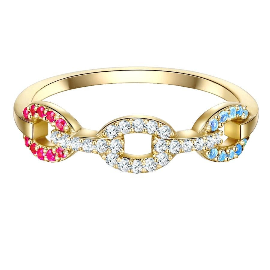 Lulu & Jane Ring aus Messing in Gelbgold mit Zirkonia Ringe 1 ct Damen