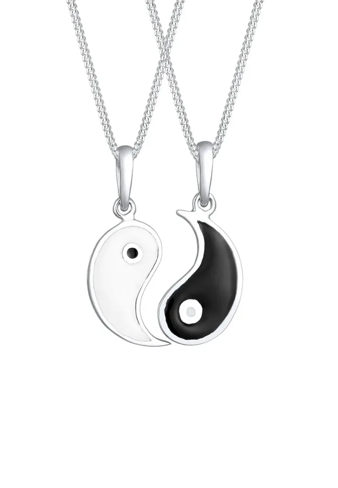 Elli - Halskette Partnerketten Yin Yang, 45cm, Schwarz