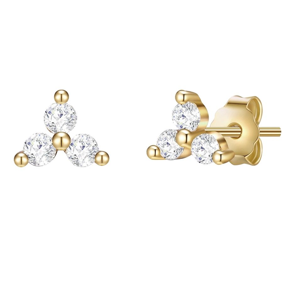 Lulu & Jane Ohrstecker aus Messing in Gelbgold mit Zirkonia Ohrringe 1 ct Damen
